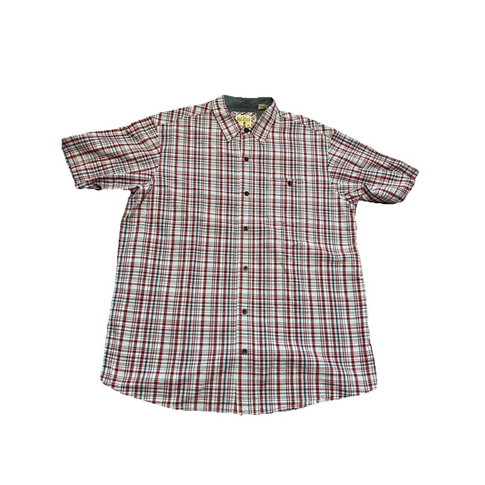 Red Head Brand Co Size XL Men's 100% Cotton Red/Gray Plaid Short Sleeve Pockets